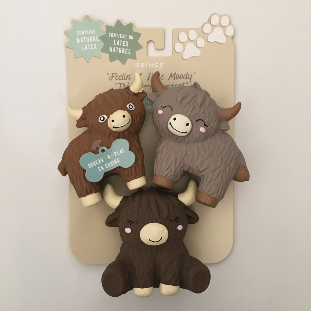 Fringe Dog Toys “Feeling a Little Moody” Latex Cow Squeakers